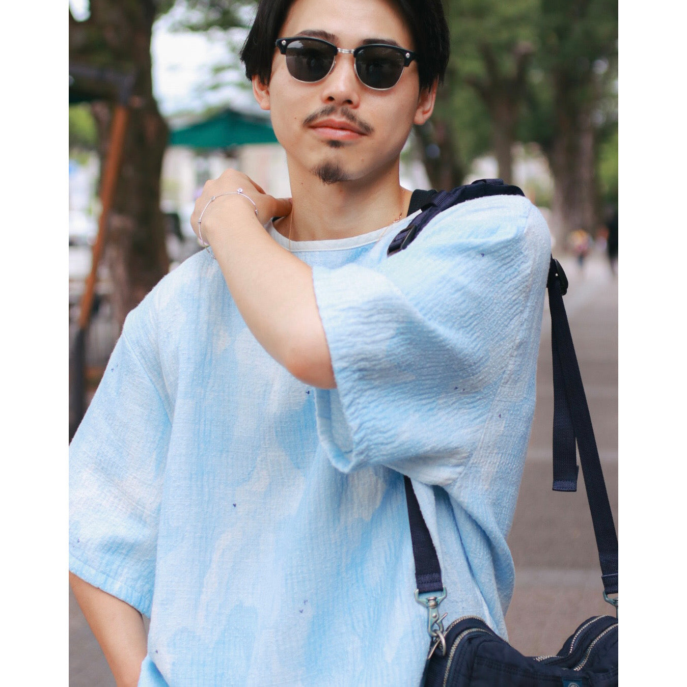 PAINTED SASHIKO WATERCOLOR  T-SHIRT