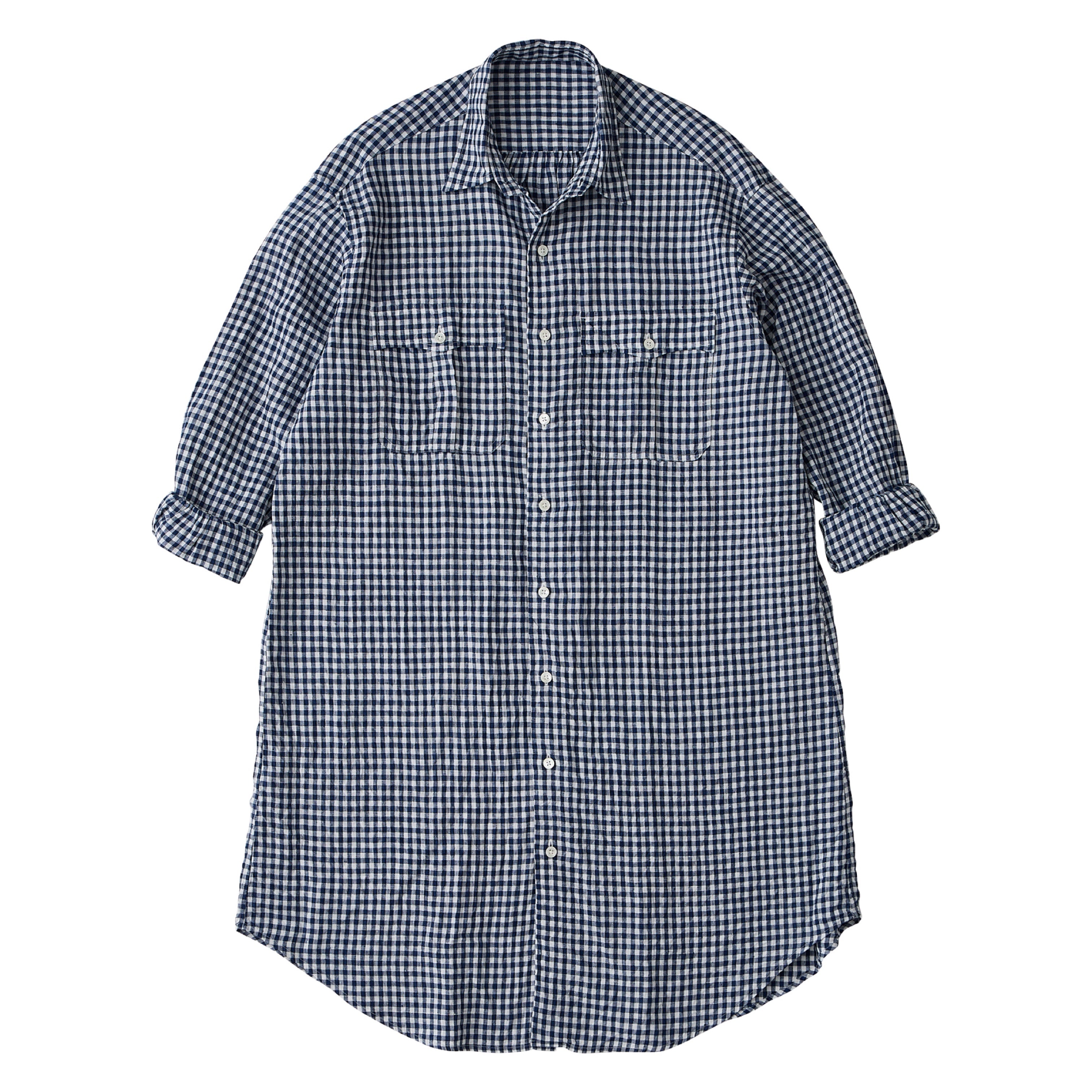 ROLL UP LINEN GINGHAM CHECK SHIRT DRESS – PORTER CLASSIC KYOTO