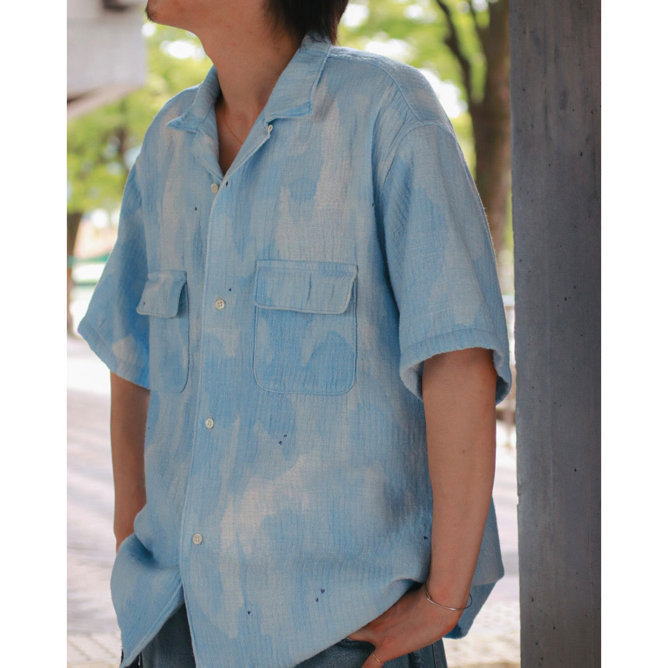 PAINTED SASHIKO WATERCOLOR KAIKIN SHIRT