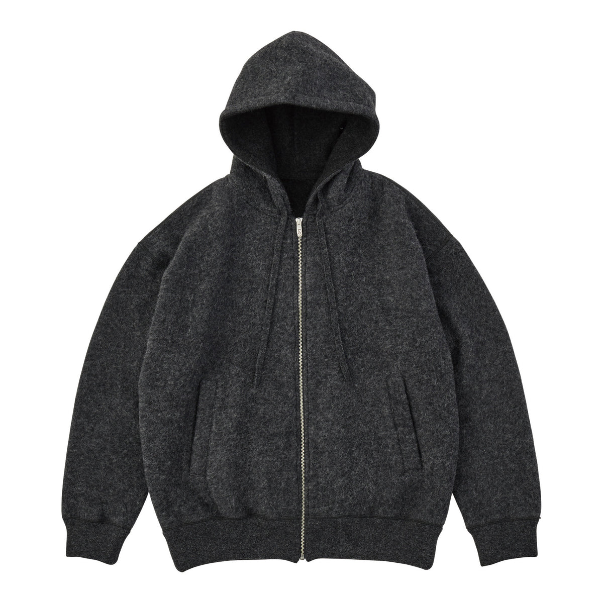 BABY ALPACA / CASHMERE DOUBLE FACE  ZIP UP PARKA W / SILVER ZIPPER