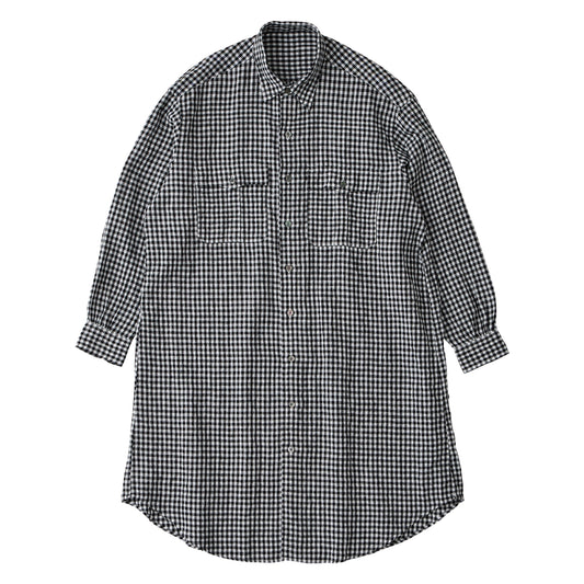 ROLL UP LINEN GINGHAM CHECK SHIRT DRESS
