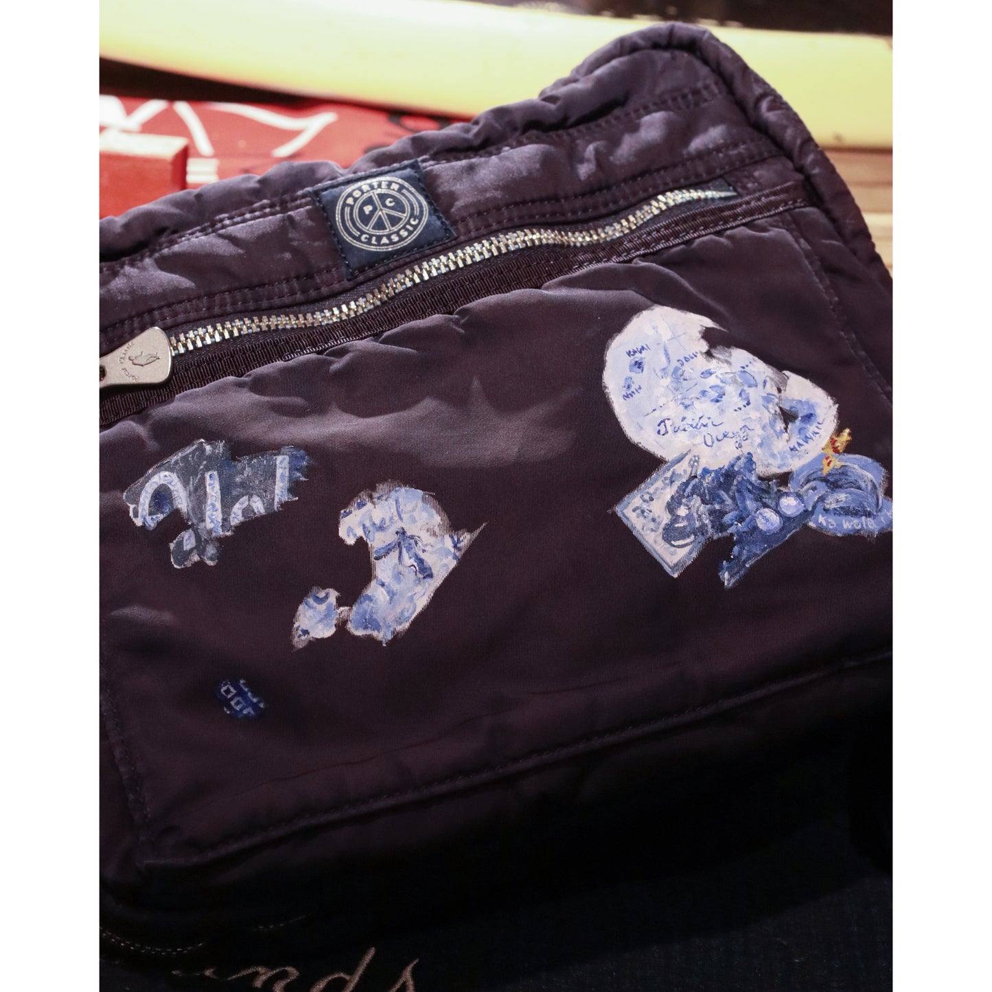 "KYOTO EXCLUSIVE" SUPER NYLON SIMPLE SHOULDER BAG PAINT CUSTOM BLUE