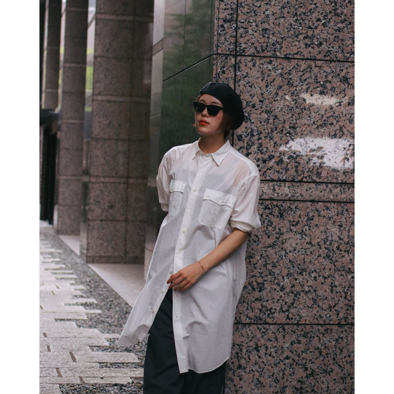 ROLL UP STRIPE SHIRT DRESS