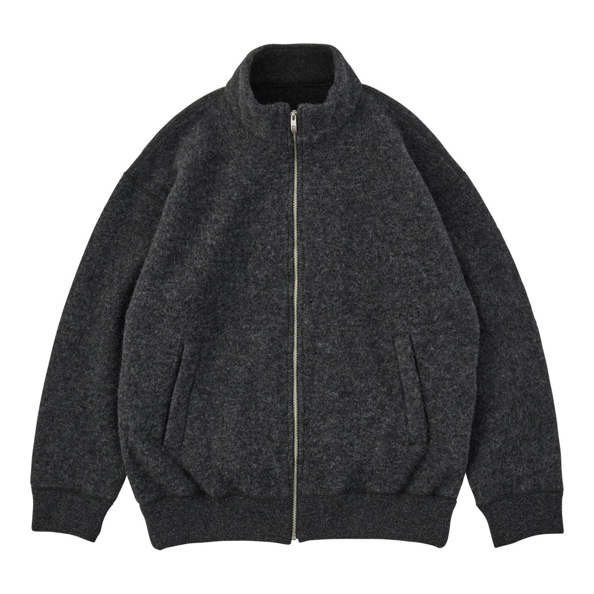 BABY ALPACA / CASHMERE DOUBLE FACE  ZIP UP JACKET W / SILVER ZIPPER