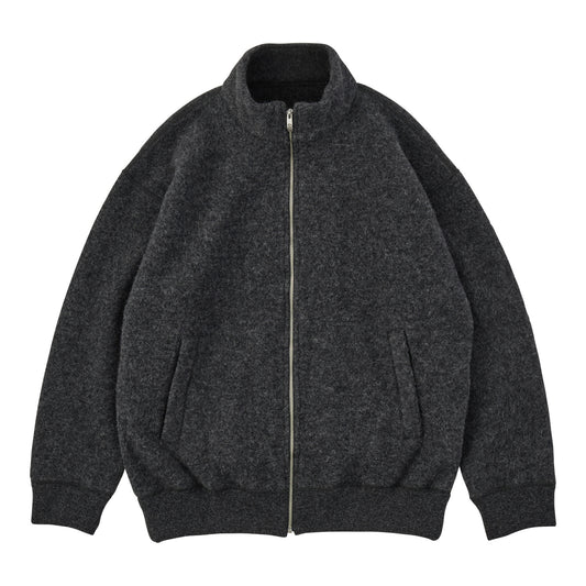 BABY ALPACA / CASHMERE DOUBLE FACE  ZIP UP JACKET W / SILVER ZIPPER