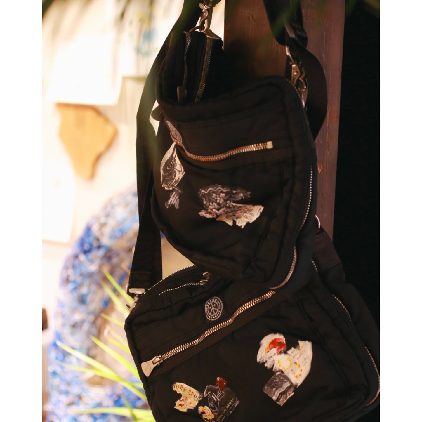 "KYOTO EXCLUSIVE" SUPER NYLON SIMPLE SHOULDER BAG PAINT CUSTOM BLACK