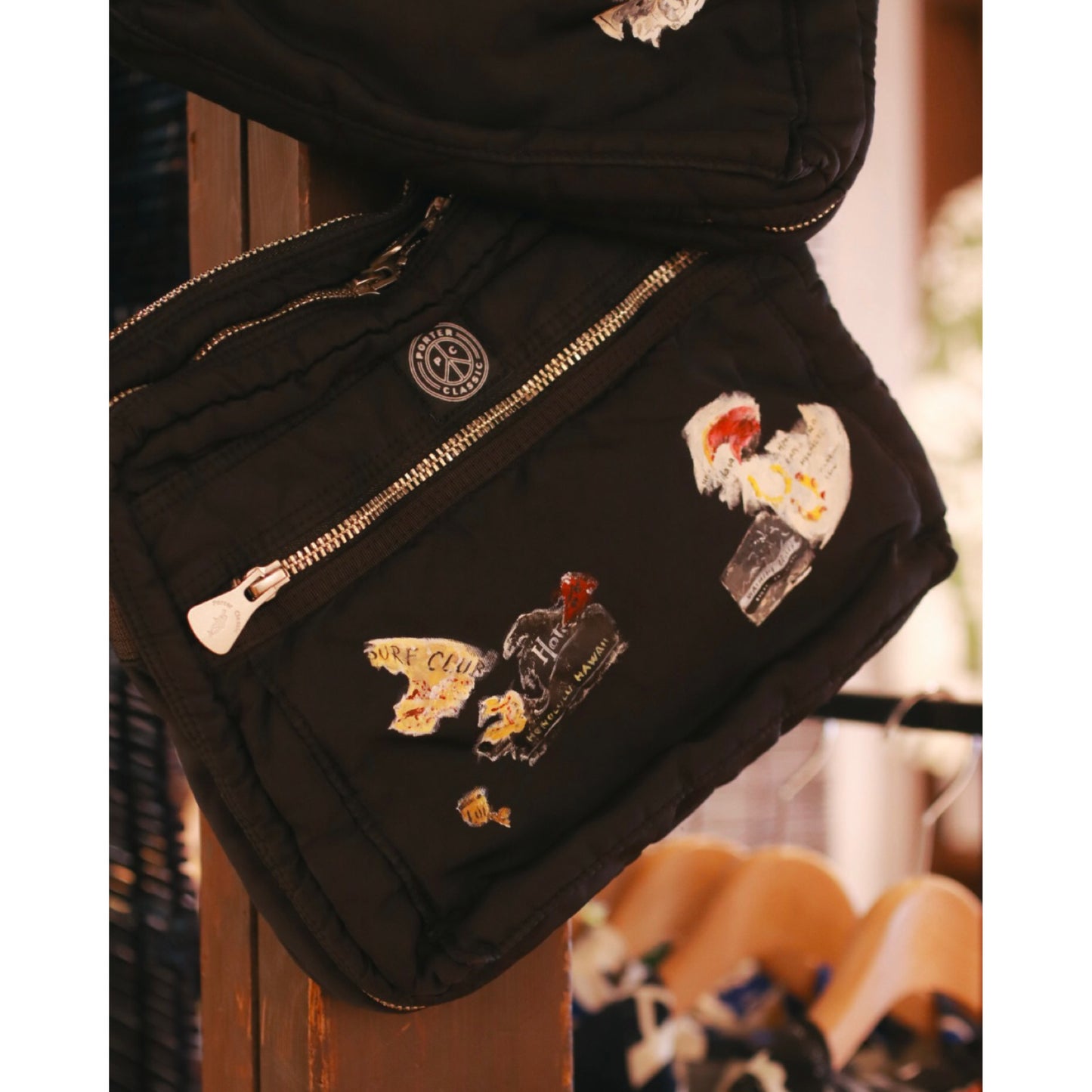 "KYOTO EXCLUSIVE" SUPER NYLON SIMPLE SHOULDER BAG PAINT CUSTOM BLACK