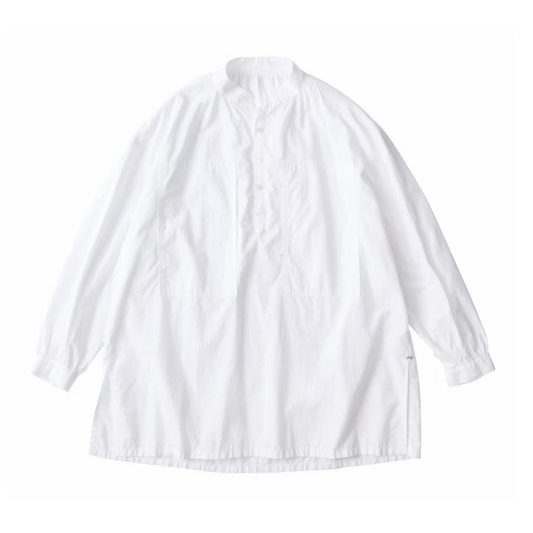 STAND COLLAR LONG SMOCK SHIRT WATCH CHAIN ITEM (NILE GIZA COTTON)