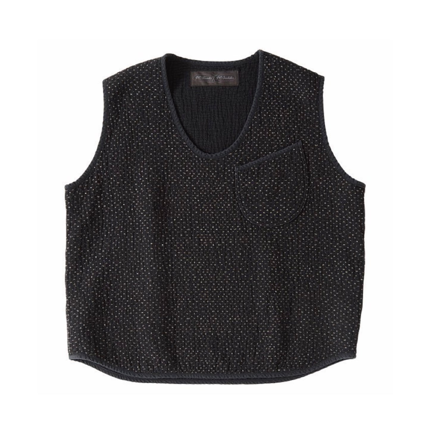 NEW SASHIKO PULLOVER VEST -BLACK-