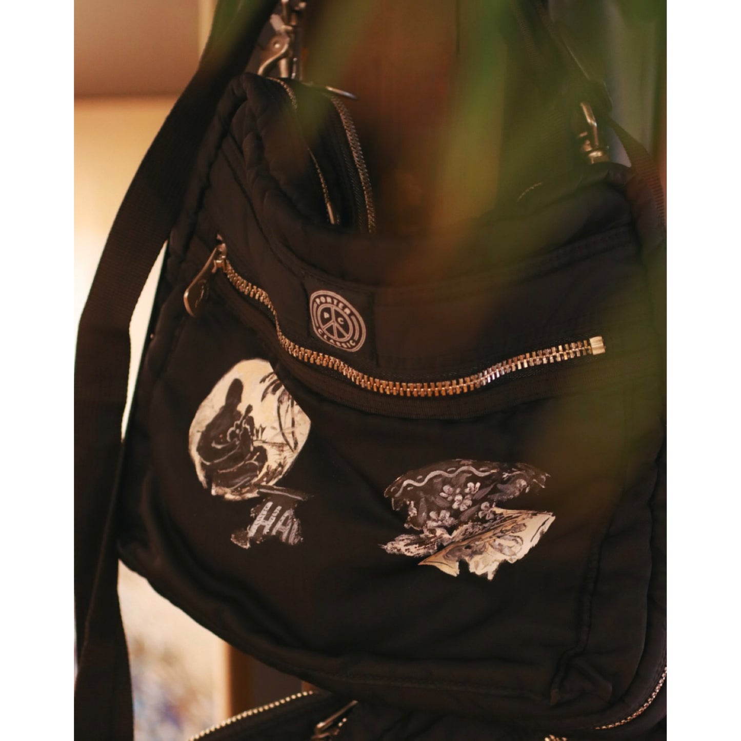 "KYOTO EXCLUSIVE" SUPER NYLON SIMPLE SHOULDER BAG PAINT CUSTOM BLACK