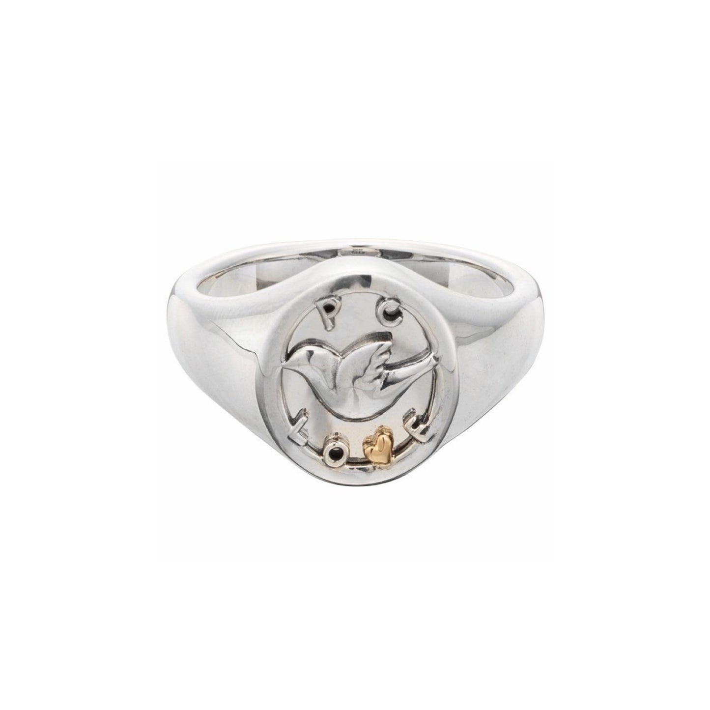 SILVER BIRD RING W/GOLD