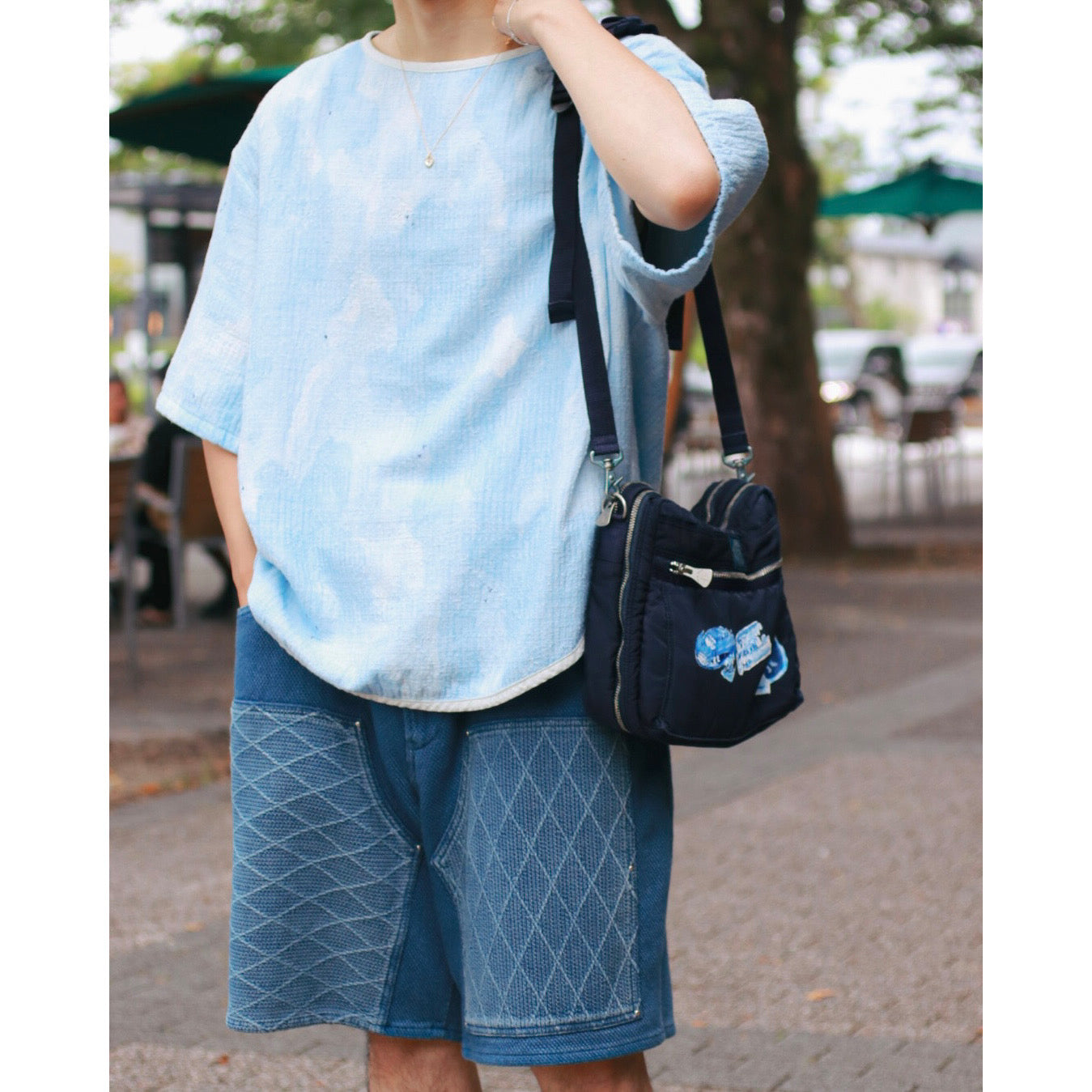PAINTED SASHIKO WATERCOLOR  T-SHIRT