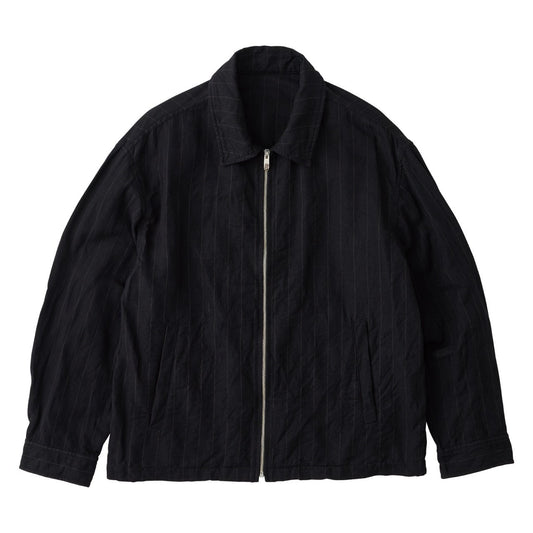 PIN STRIPE LINEN COTTON ZIP UP JACKET W/ LOVE & PEACE SILVER