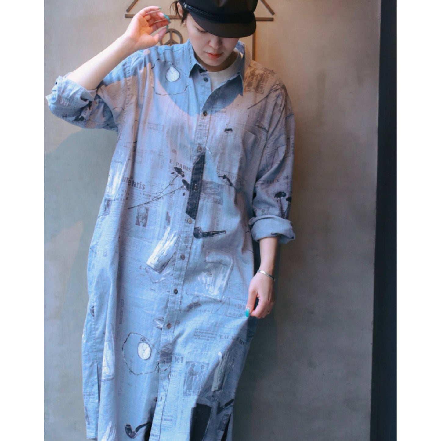 MONSIEUR KURATA COTTON LINEN LONG SHIRT