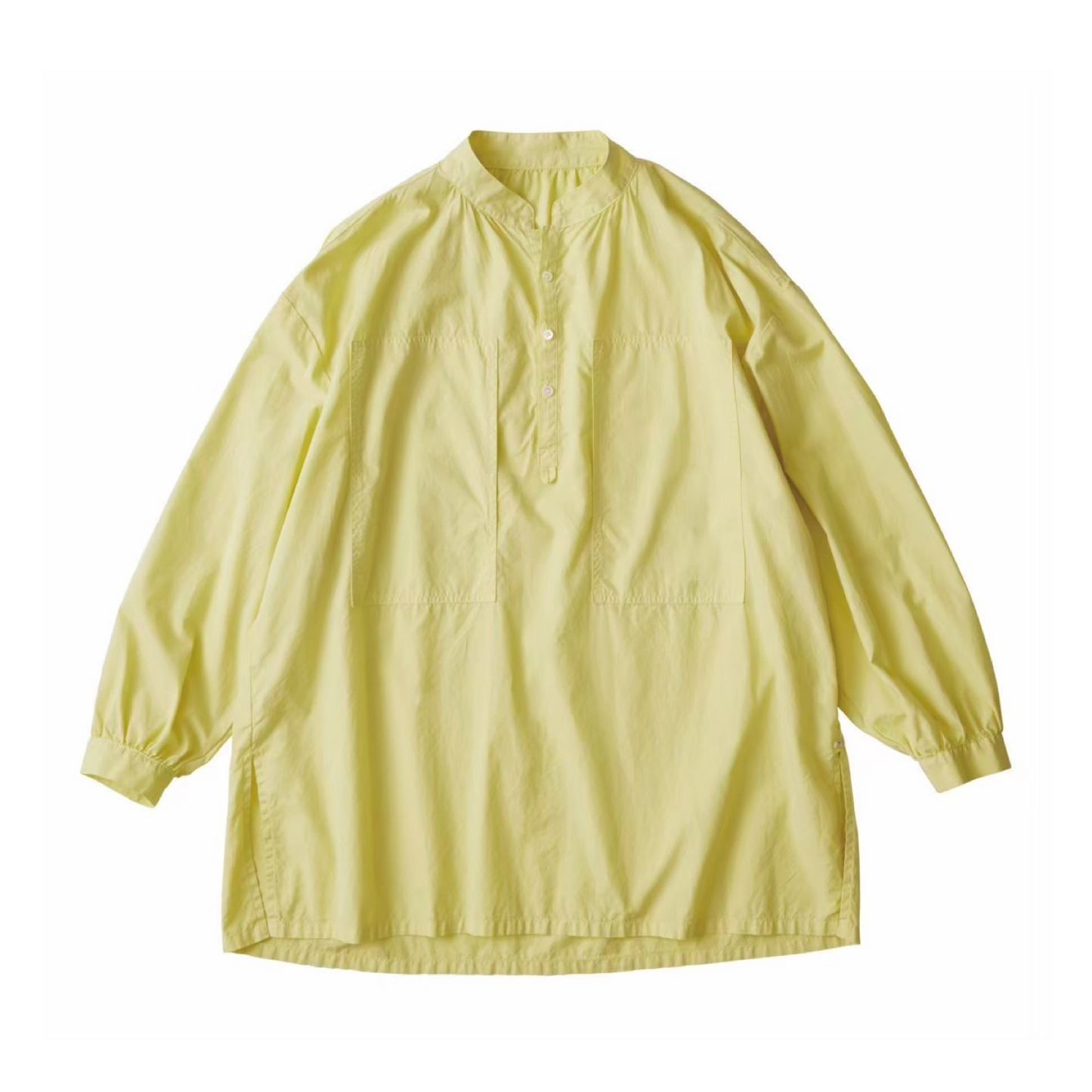 STAND COLLAR LONG SMOCK SHIRT WATCH CHAIN ITEM (NILE GIZA COTTON)