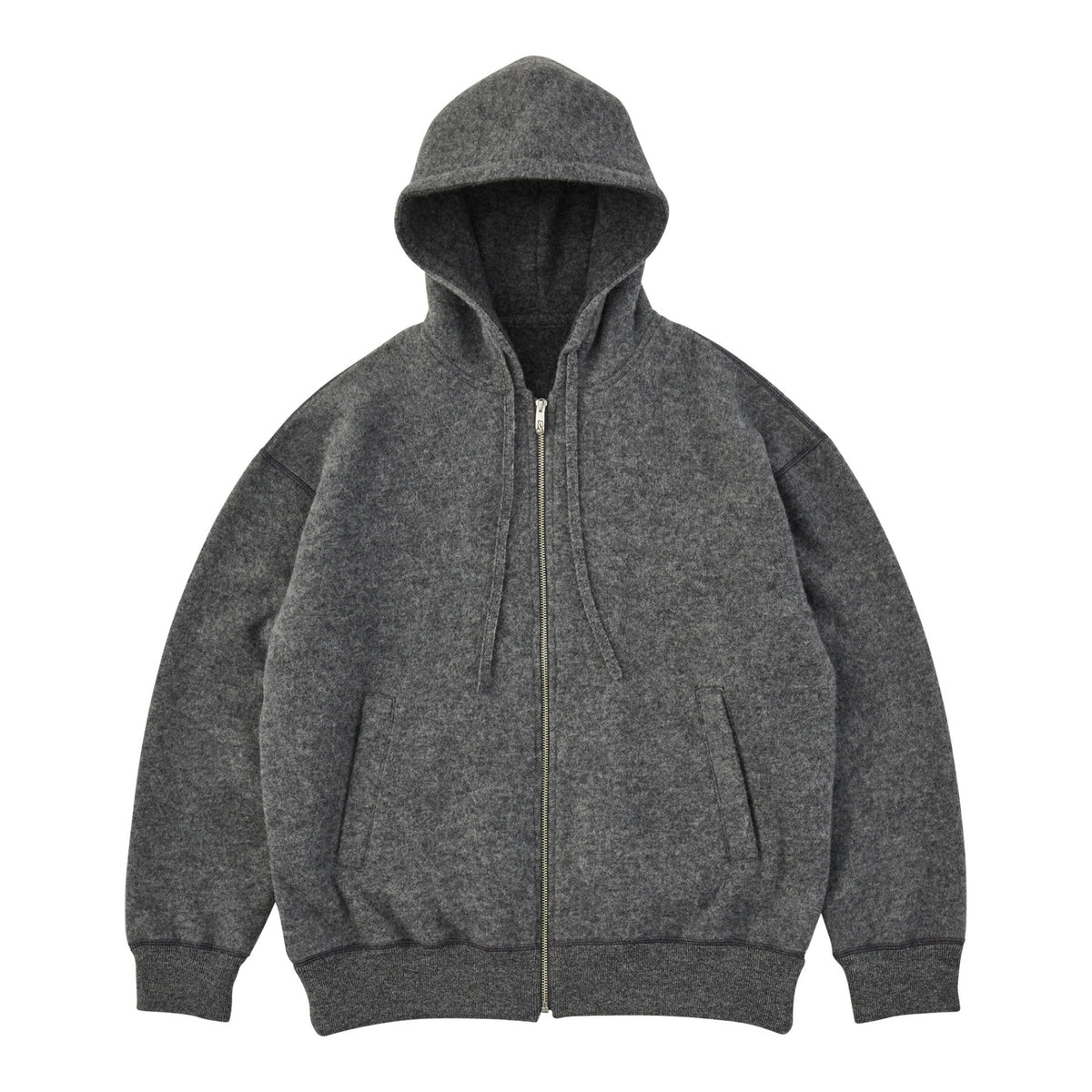 BABY ALPACA / CASHMERE DOUBLE FACE  ZIP UP PARKA W / SILVER ZIPPER