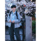 RAMIE BLOCK CHECK ZIP UP JACKET W / LOVE & PEACE SILVER
