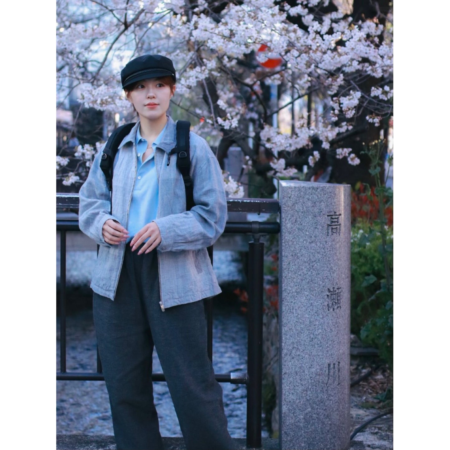 RAMIE BLOCK CHECK ZIP UP JACKET W / LOVE & PEACE SILVER