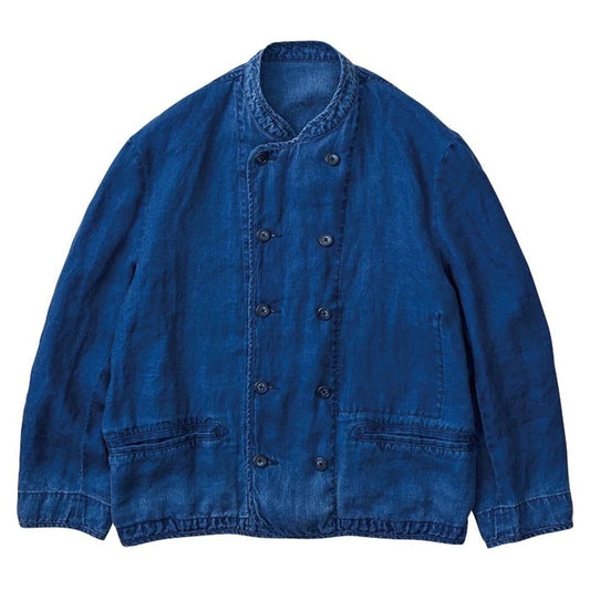 ♥INDIGO LINEN SHORT RIDERS JACKET