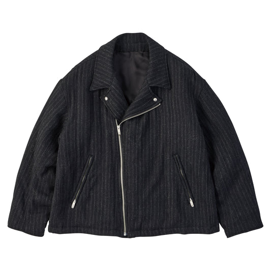TWEED STRIPE RIDERS JACKET  W / LOVE & PEACE SILVER