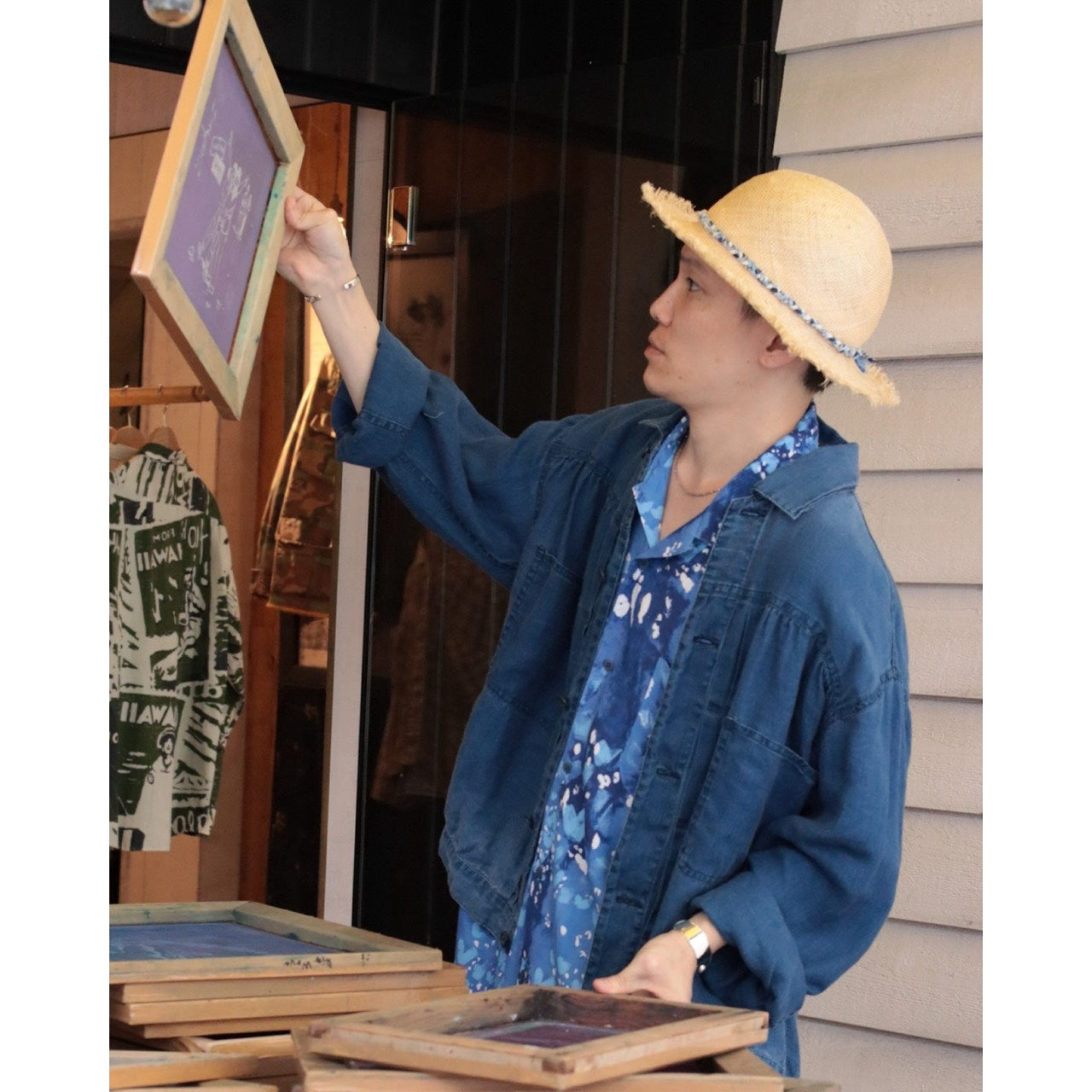 ♥INDIGO LINEN SHORT JACKET
